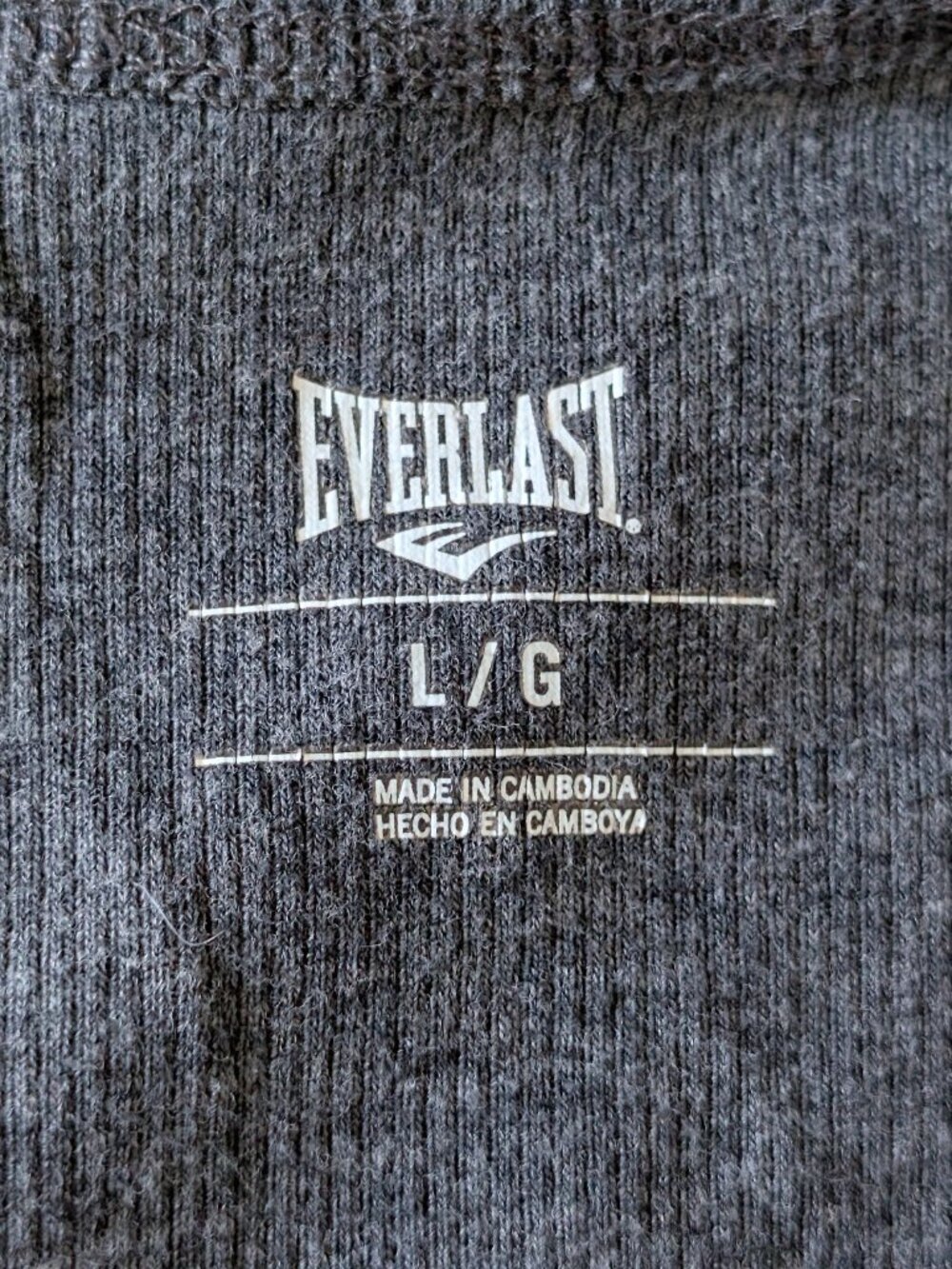 Everlast Basic Gray Ribbed Tank Size Large - Picture 2 of 3
